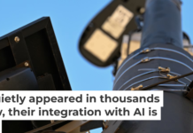 A small, black license plate recognition camera is mounted on a light pole in Boulder, Colo. Matthew Jonas/MediaNews Group/Boulder Daily Camera via Getty Images